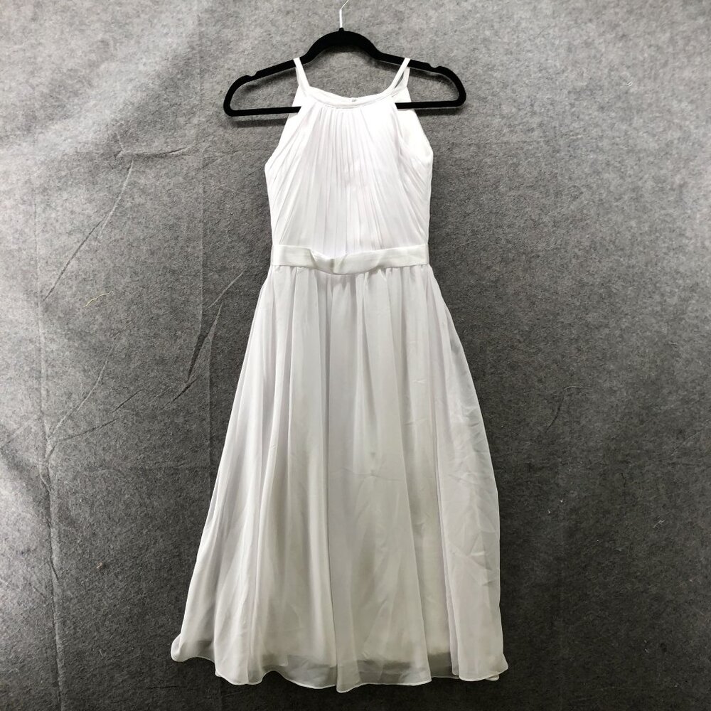 Light In‎ The Box Girls Size 7 White Formal Gown Chiffon Sleeveless Pleated